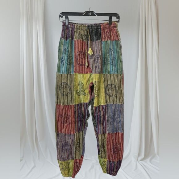Pants - Tibetan Handmade cotton Patchwork Bloomer joggers Sz Medium bohemian